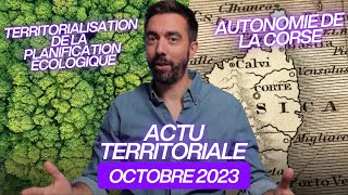 ACTU TERRITORIALE OCTOBRE 2023  planification écologique autonomie de la Corse [upl. by Jonis726]