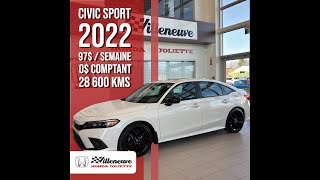 Honda Civic Sport 2022 chez Vileneuve Honda de Joliette [upl. by Ybbob]