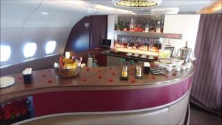 Qatar Airways A380 First Class and Business Class onboard bar [upl. by Enomsed766]