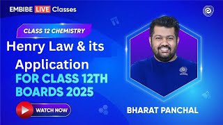 Henry Law and its Application  Class12 Chemistry  Board Exam I Bharat Panchal Sir [upl. by Willabella]