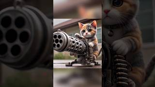 Summer water gun fightwater gunsummerheatcatkittenwater playcute catpranktankshortsvideo [upl. by Nylessoj]