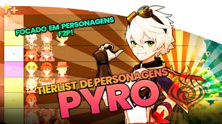 TIER LIST PYRO F2P  GENSHIN IMPACT [upl. by Alemat986]