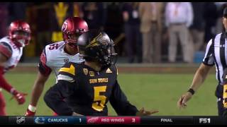 2016 Utah vs ASU  Chase Hansen Interception For Touchdown [upl. by Yssor]