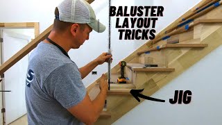 How to Layout Iron Baluster Spacing on Staircase  Wood Tread amp Handrail Spindle Layout [upl. by Zosema]