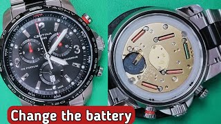 How to change the battery Certina Chronograph watch [upl. by Beatriz]