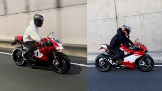 DUCATI V4R or 1299 Superleggera Which racing exhaust sound do you prefer Akrapovic or Termignoni [upl. by Durham]