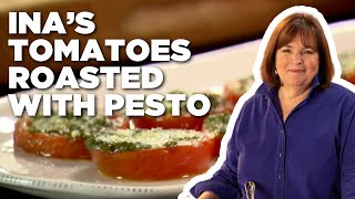 Ina Gartens Tomatoes Roasted with Pesto  Barefoot Contessa  Food Network [upl. by Hcelemile]