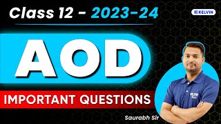 Class 12 AOD Important MCQs for Board Exam 202324  Maths Class 12  KELVIN [upl. by Aicercal]