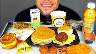 ASMR MCDONALDS TACO BELL BIG BREAKFAST WITH HOTCAKES HASH BROWNS MCGRIDDLE MUKBANG [upl. by Alywt285]