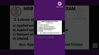 RRB Pharmacist EXAM Drugs inspector exam preparation Lotions usage pharmaceutics [upl. by Alena]