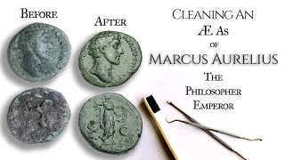 Cleaning an Ancient Roman Coin a Marcus Aurelius AE As from 145 AD [upl. by Erika718]