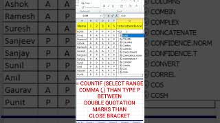 How to make Attendance Sheet in MS Excel  COUNTIF FUNCTION [upl. by Attej]