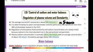 Physio L9 Control of sodium ampwater balance Regulation of plasma volume amp osmolarity RENAL 41 [upl. by Karin344]