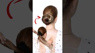 Bun created with scrunchie hairstyles hairtutorial [upl. by Aiceled830]