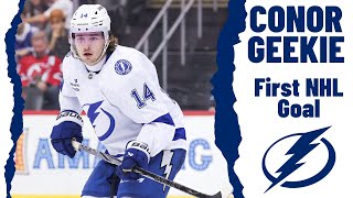 Conor Geekie 14 Tampa Bay Lightning first NHL goal Oct 26 2024 [upl. by Ellerahs]