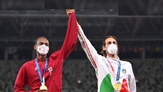 Incredible moment  Two Olympians share gold medal [upl. by Ahsienat]