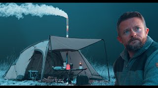 Frozen at 17F  8C  Hot Tent Camping in the Frozen Forest  Adventure [upl. by Yuhas]