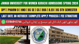 Jinnah University For Women Karachi Admissions Spring 2024  Complete Apply Process  Fee Structure [upl. by Dira]