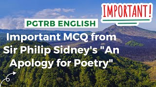 IMPORTANT MCQ from Sir Philip Sidneys quotAn Apology for Poetryquot  PGTRB ENGLISH  Apology for Poetry [upl. by Hassi100]