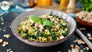 10 Minuten Rezept Nudeln mit Spinatsahnesoße  Spinatnudeln [upl. by Shayna]