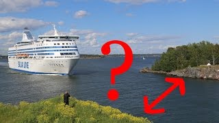 Huge Baltic ferry crossing a narrow path  Suomenlinna Helsinki [upl. by Enerol]