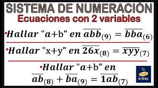 SISTEMA DE NUMERACIÓN Ecuaciones con 2 variables [upl. by Aerol636]