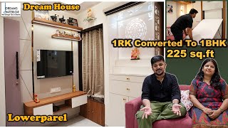 quotModern 1RK Converted to 1BHK Space Optimization Tips Revealed  225sqft Wall Hung Bed Mumbai [upl. by Airyt803]