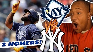 YANKEES  FAKEEES  RAYS VS YANKEES GAME 2 HIGHLIGHTS FAN REACTION RANDY HOMERS TWICE [upl. by Rizan]