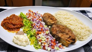 Le Bon Garba Ivoirien Version USA  Delicious Cassava Couscous amp Fried Tuna from Cote dIvoire [upl. by Akoyn]