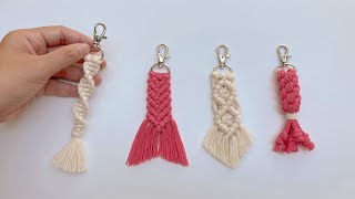 DIY 4 Macrame Keychain Tutorial  Easy Macrame Keychain for Total Beginner [upl. by Kittie313]