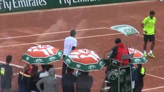 2014 RolandGarros Gaël Monfils and Laurent Lokolis hip hop battle [upl. by Anaynek]