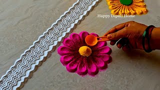 new year border rangoli designs 2025  door side rangoli designs  satisfying video  rangoli design [upl. by Dleifyar]