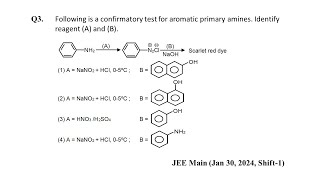 Q3 JEE Main Chemistry PYQ Jan 30 2024 Shift 1  Amines  NEON JEE NEET [upl. by Hedva141]