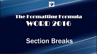 Word 2016 Section Breaks [upl. by Airdnaid]