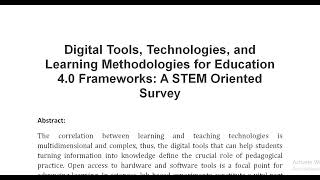 Digital Tools Technologies and Learning Methodologies for Education 4 0 Frameworks A STEM Oriente [upl. by Alenas]