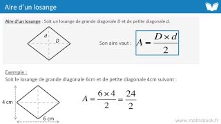 Aire dun losange  Cours de maths [upl. by Eenor]