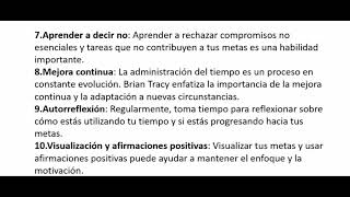 Administración de tiempo de Brian Tracy [upl. by Ymorej]