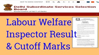 DSSSB latest news today dsssb final result amp cutoff LABOUR WELFARE INSPECTOR DSSSB latest update [upl. by Englis]