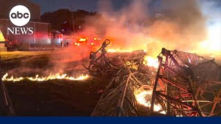 Helicopter crashes into Houston radio tower in deadly incident [upl. by Tarr]