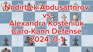 WR Chess Masters Cup  White Nodirbek Abdusattorov vs Black Alexandra Kosteniuk  2024 01 [upl. by Zsazsa570]