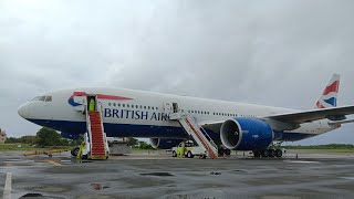 British Airways B777200 Departing Vieux Fort St Lucia [upl. by Anilehcim772]