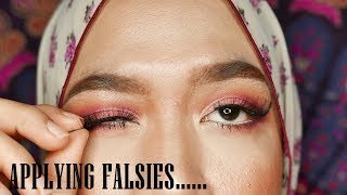 How to Apply Falsies for BEGINNERS ft melurpunya Eyelashes  NurFatinZakki [upl. by Zemaj199]