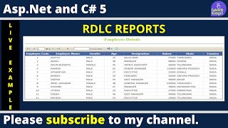 Asp net RDLC Report  Create RDLC Report in Asp net C With SQL Step By Step [upl. by Selig550]