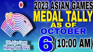 2023 asian games medals tally as of October 6 2023 1000 AM [upl. by Napier]