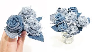 flores com retalhos de jeans flor engomadaflores de tecidorenda extra com retalhos [upl. by Allx]