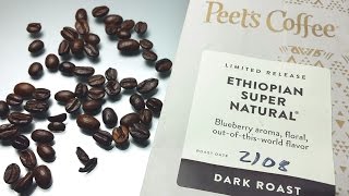 Peets Coffee Ethiopian Super Natural Bean Review  Method [upl. by Blondell]