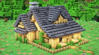 Wooden House with Deepslate Roof  Julious  Minecraft Tutorial 317 [upl. by Eidnew295]