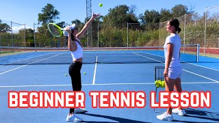 Beginner Tennis Lesson Learn How to Play Tennis with a Complete Beginner [upl. by Adnoryt407]