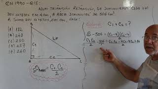 Colégio Naval 1990 Q15 Área de triângulo Retângulo [upl. by Aneelehs]