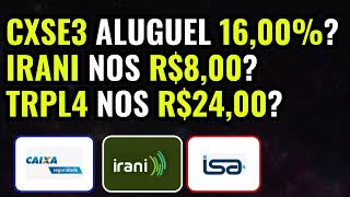 ESTOU APORTANDO EM TRPL4 ABAIXO DOS R2500 E CXSE3 ATIVO NOS R1500 E ALUGUEL DE AÇÕES RENDA [upl. by Vick]